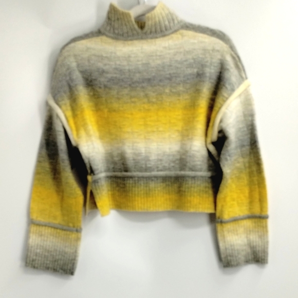 Anthropologie Pilcro Ombre‎ Yellow Striped Cropped Sweater - Picture 10 of 15